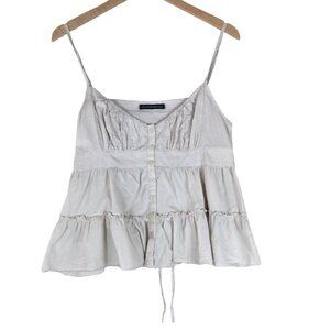 Brandy Melville Cream Cotton Eyelet Peplum Cami Boho Romantic